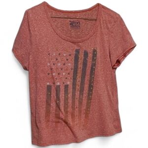 Pink Graphic T-Shirt with American Flag Design